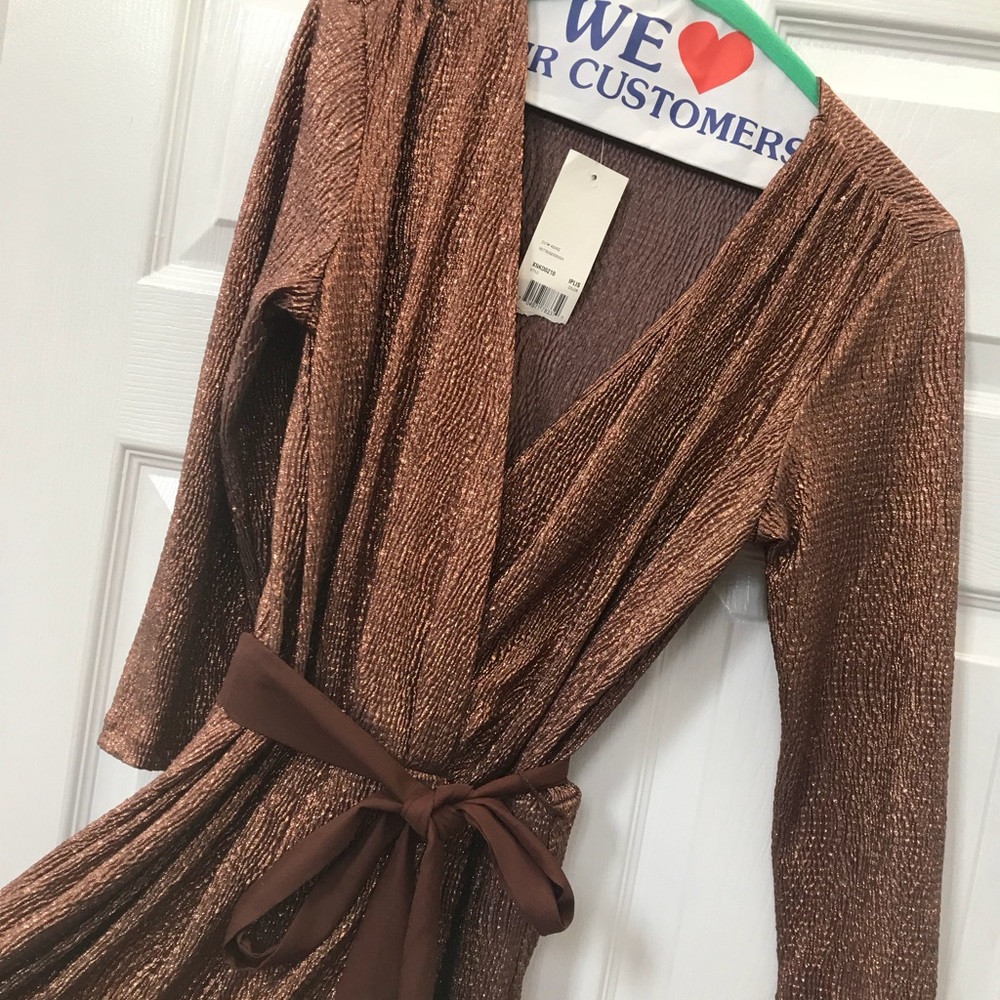 COPY - NWT bronze low cut wrap dress